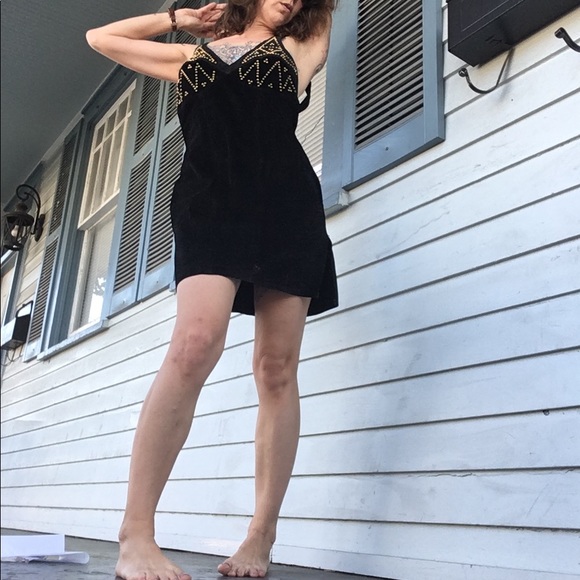 Amazing vintage suede punk rock minidress - Picture 3 of 5